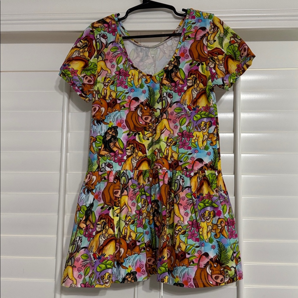 Girls' Colorful Lion King Print Cotton Stretch Dress - Picture 2 of 3